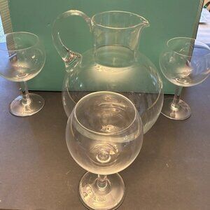 Tiffany & Co. Crystal Glass Refresher Set-Pitcher & 3 Goblets w/ Original Box